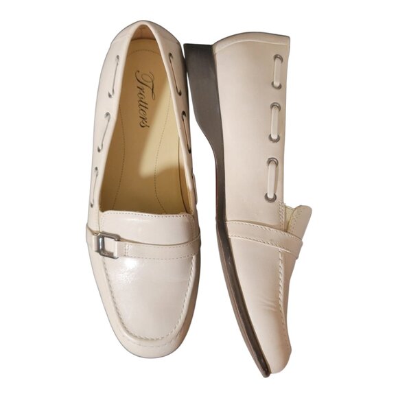 Trotters Women's Loafers Cream Leather Slip On Comfort Shoes Made in Brazil - Picture 6 of 9